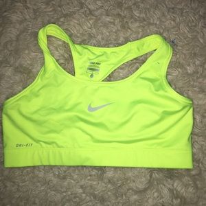 Neon yellow Nike sports bra